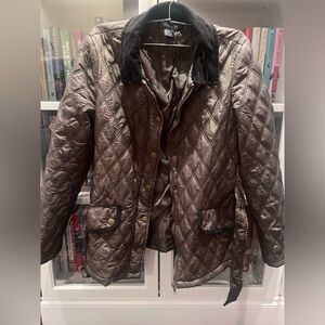 Forever 21 Metallic Brown Quilted Puffer Jacket with Dark Contrast Collar